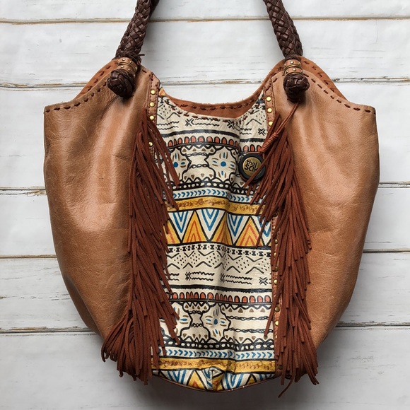 The Sak Handbags - The SAK Aztec Print Leather Fringe Boho Bag